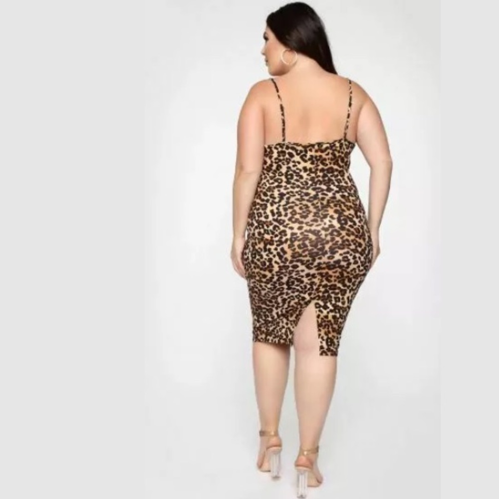 NEW Fashion Nova Curve Leopard Bodycon Dress - Picture 4 of 4